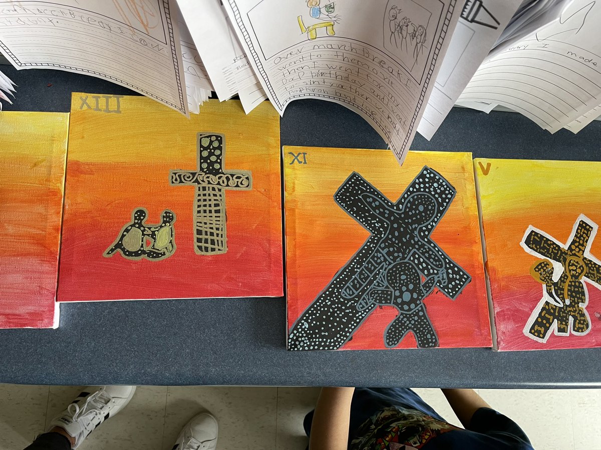heyitsherring's tweet photo. The Stations of the Cross collaborative project turned out better than imagined ✝️ @SMCDSB_MRO @MrQClass @capeloa_class @Ms_Espinola https://t.co/T30IVkYhqK
