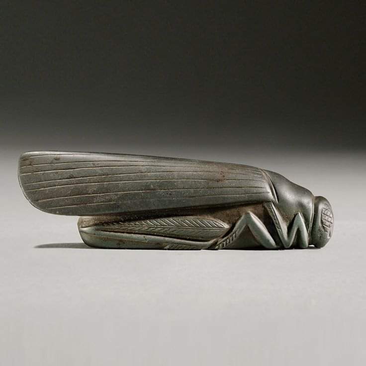 Hand-carved stone weight, made of haematite carved in the shape of a grasshopper. Dates back 1800 - 1700 BCE in ancient Babylon.