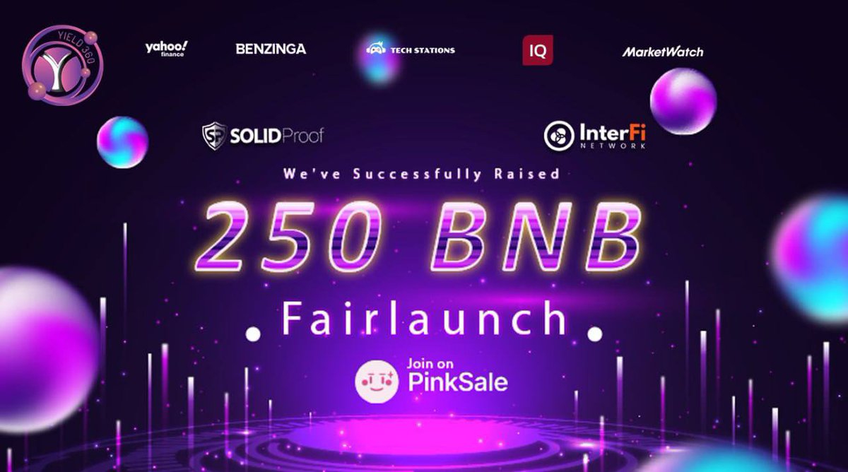 #Yield360 Fair launch is live
Now heading toward 500 #BNB

This one will do wonders 🔥 #Safu team 

Early participants will get surprising bonus don't miss last chance.

Join Fairlaunch:  pinksale.finance/#/launchpad/0x…

t.me/yield360

#yield360 #Y360