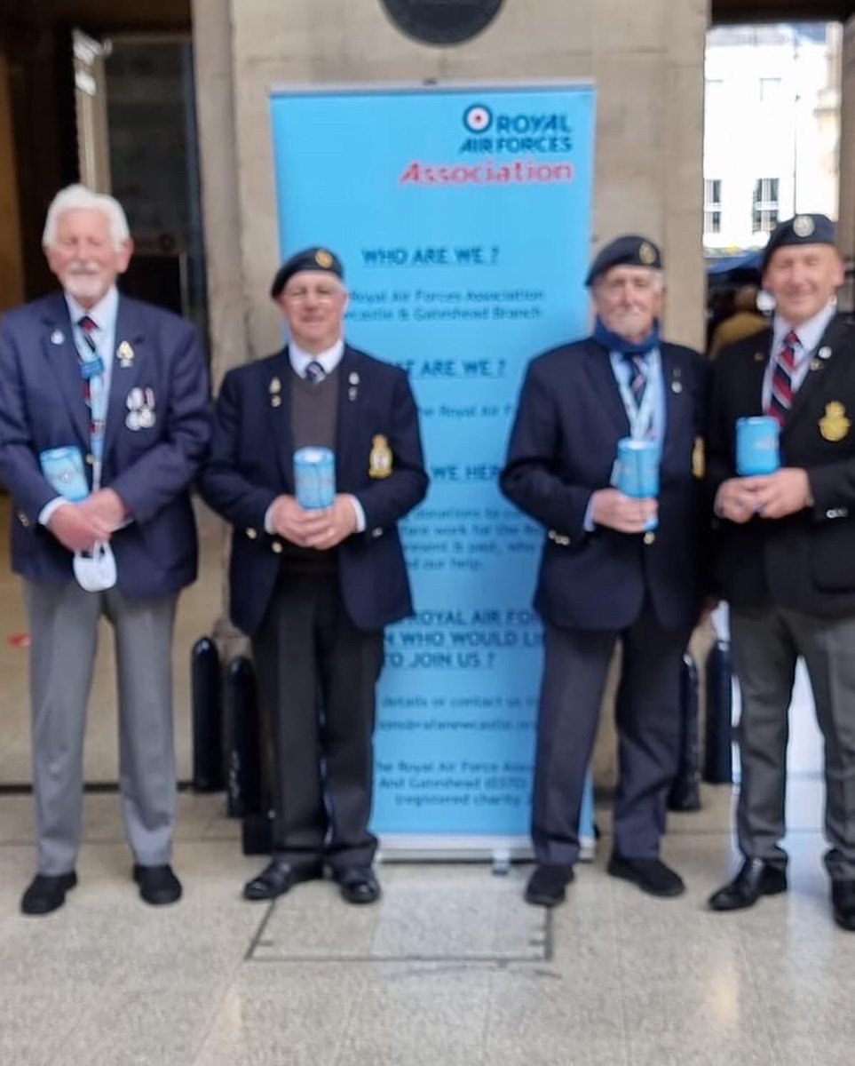 Jane161171's tweet photo. @RAFAssociation My dad and other members of the local @RAFAssociation fundraising today at Newcastle Central Station. They will be back there tomorrow 10-3. Well done all 👏 https://t.co/2CuJB80i5L