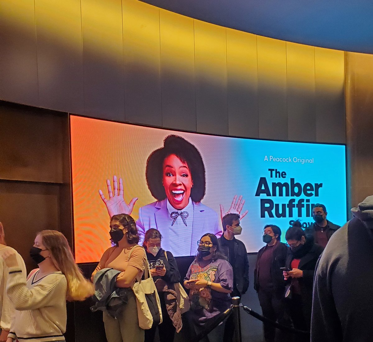 Manique12's tweet photo. Very lucky to be at a live recording @PeacockNbc for @ambermruffin - #loadsoflaughs https://t.co/aqOMxXbTnS