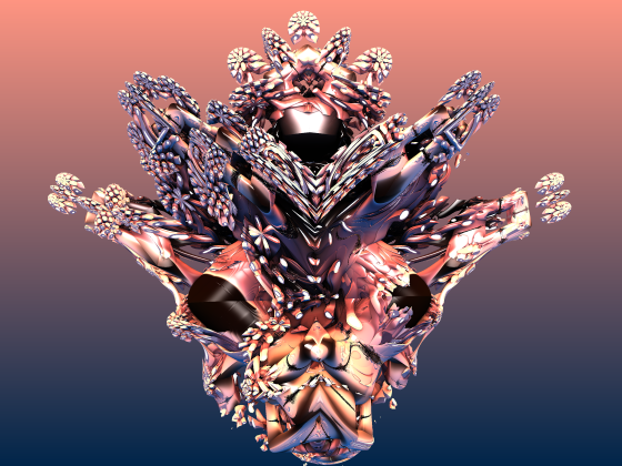 mandelblob's tweet photo. You know what blows our minds? 
That the skeleton of this #NFT was made from mathematical formulas.
We call him "Bulldog Monarch". And he's a feisty one at that! 
The secret sauce is in the "breeding" of the formulas. https://t.co/QQSz2rm3Wi