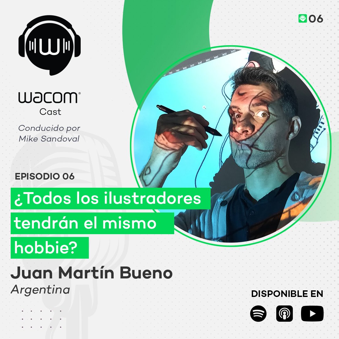 WacomEspanol's tweet photo. El nuevo episodio del #WacomCast 2.0 ya esta disponible! 🎙
‣ Conducido por @MiguelSandoval 
‣ Artista invitado: @JuMaBueno 
‣ Tema: "Todos los ilustradores tendrán el mismo hobbie?"
😀 😀 Recuerda que estrenamos episodio todos los viernes por Spotify: https://t.co/ApgrEihwBA https://t.co/yXgnwLtB2b