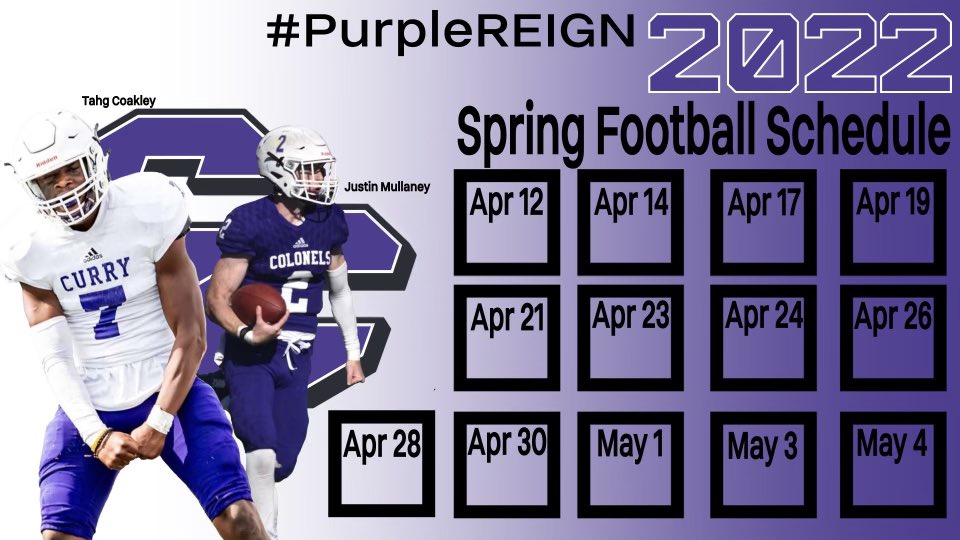 Spring practice schedule ‼️

#PurpleREIGN