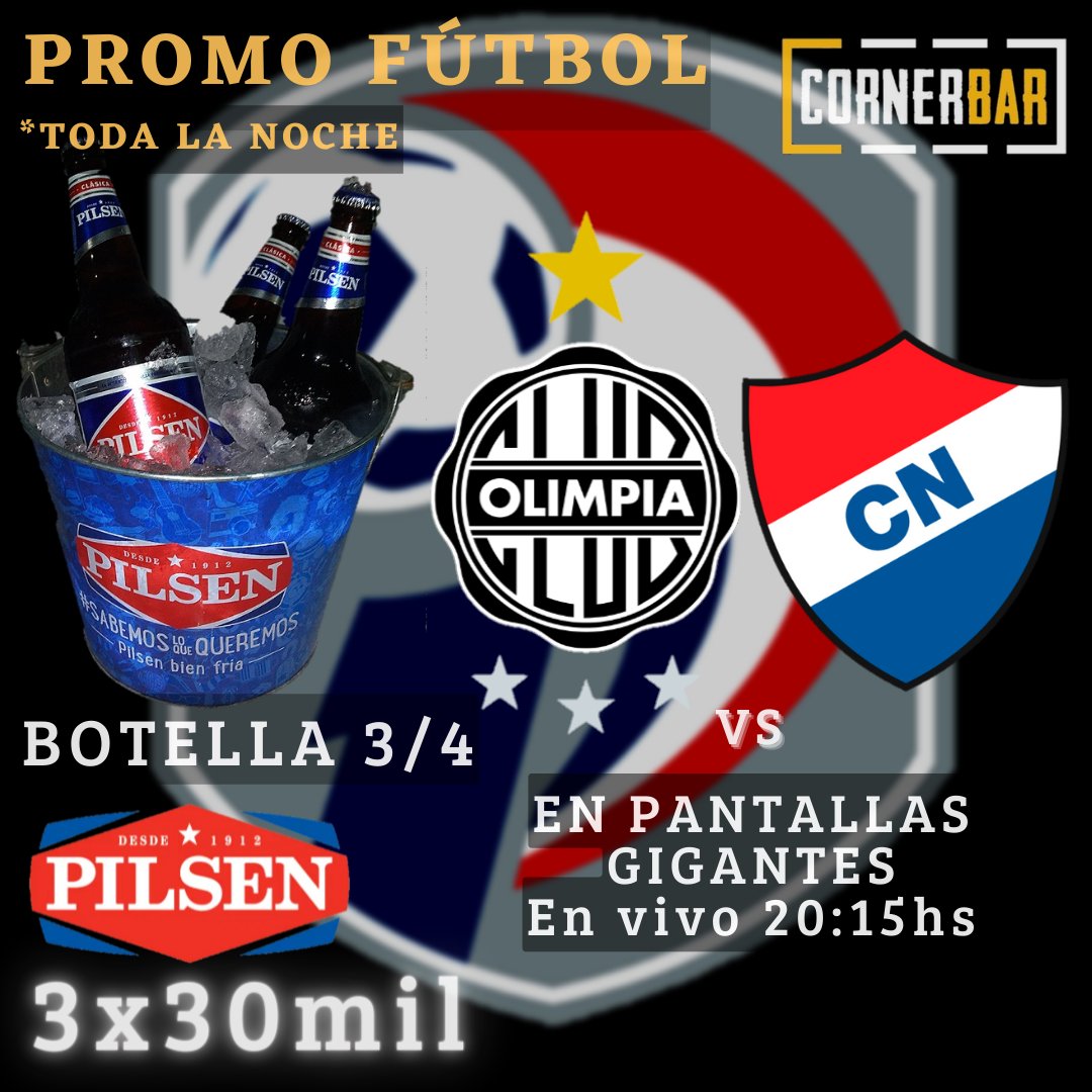 CornerBarpy's tweet photo. Abrimos a las 19hs🔥

Además toda la noche😏⬇️

3x30mil en botellas Pilsen 3/4🍾

Transmitimos en dos pantallas GIGANTES 🙌🏽⚽ https://t.co/LQUQG5tIyk