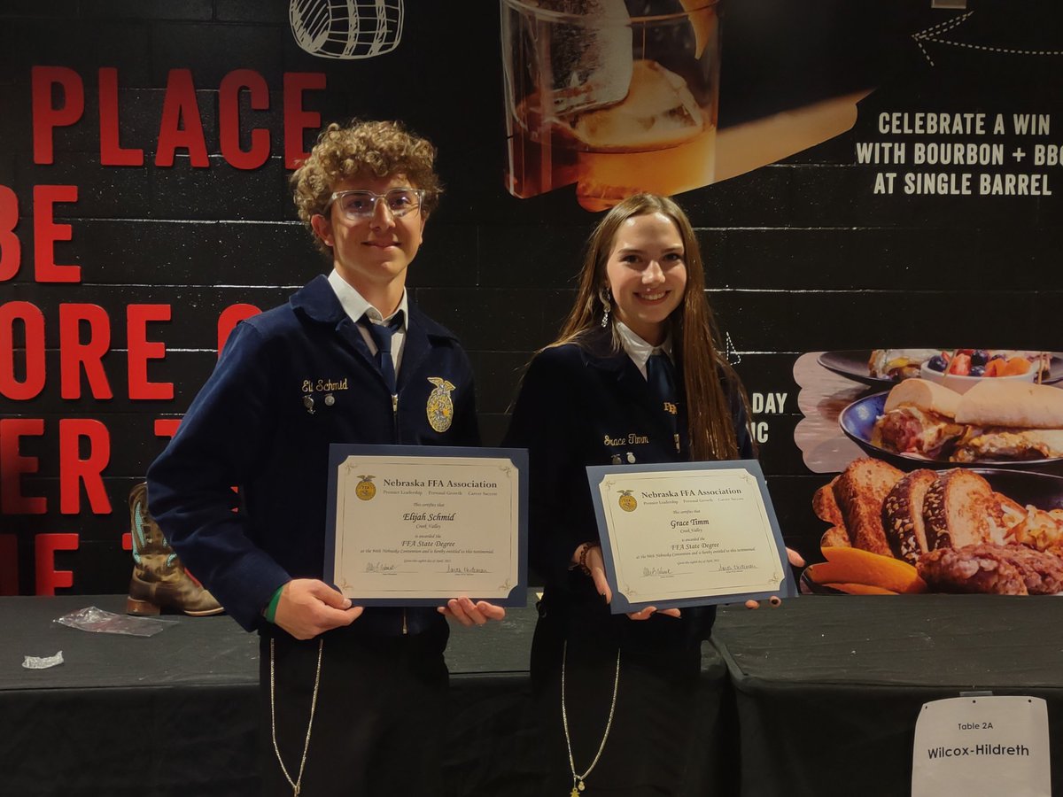 Congratulations Eli and Grace on earning your State FFA Degree!