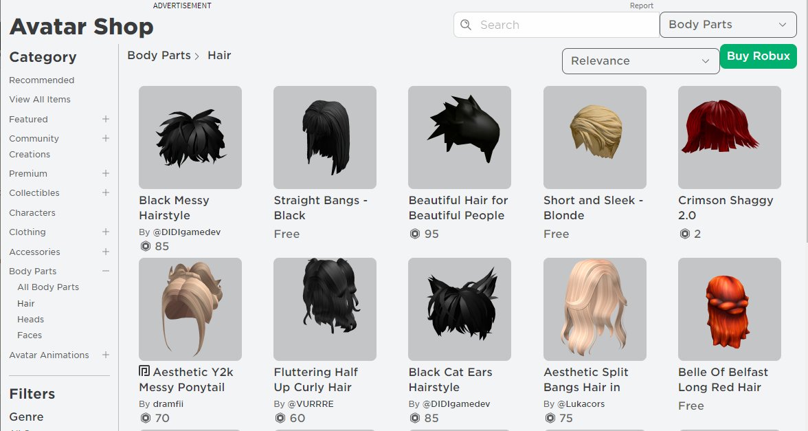 Black Messy Hairstyle - Roblox