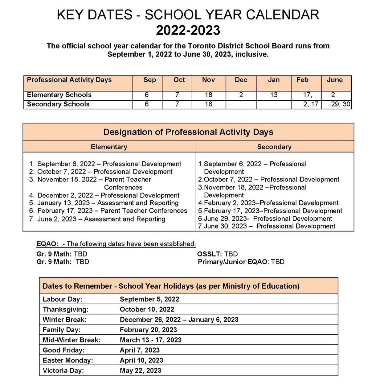 Tdsb 2023 To 2023 Calendar Get Calendar 2023 Update Tdsb Calendar 2025