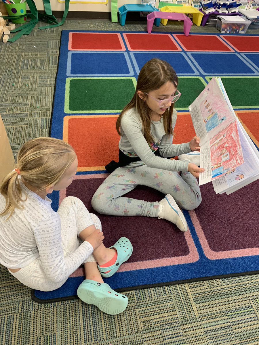 livelaughteach8's tweet photo. Today we celebrated weeks of planning, writing, revising, editing, publishing, and a lot of hard work!  These 2nd graders worked hard to create their own picture books, so we read them to a kindergarten and 1st grade class.  They were so proud and so was I!  @tegacaytitans https://t.co/aWiLhcxunU