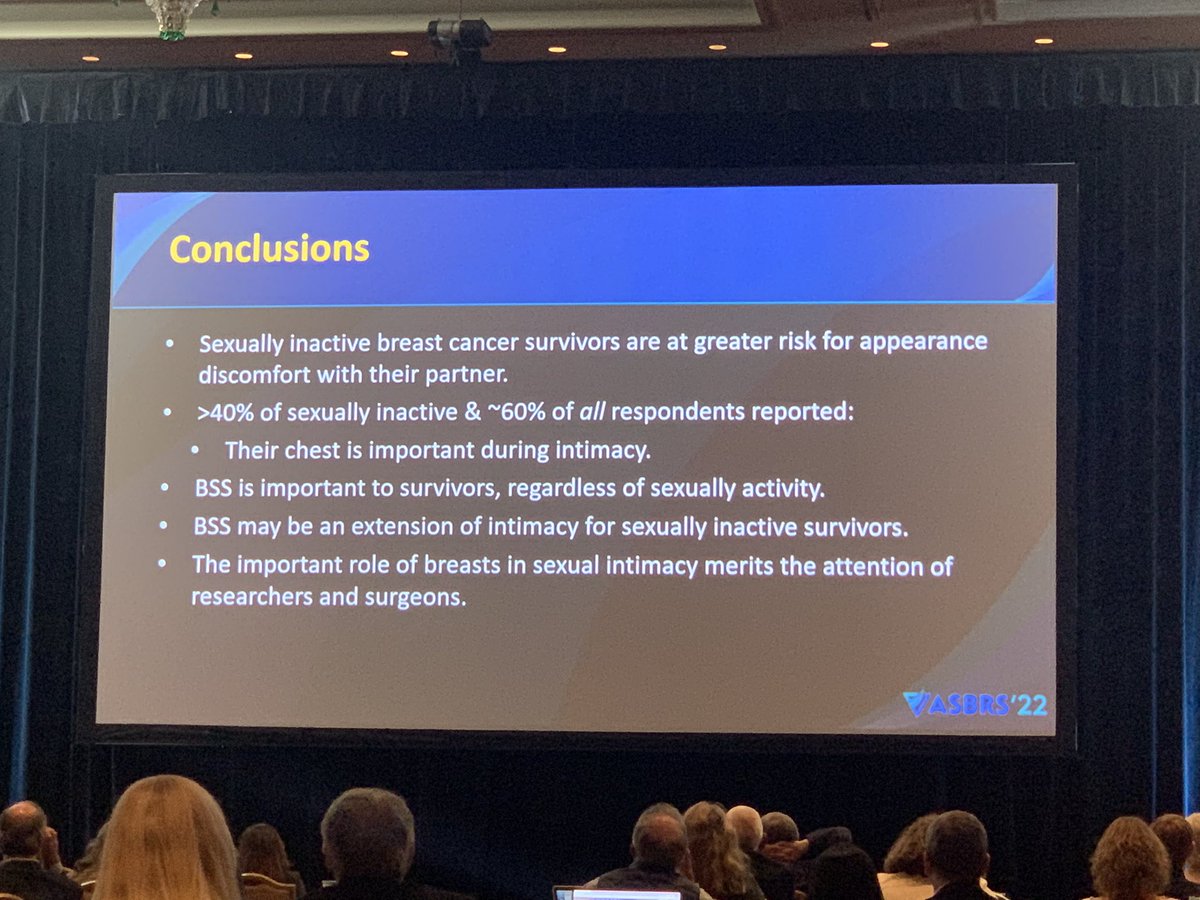 Great study by Hannah Peifer on a topic that does not get enough attention! We need more studies on breast sensuality after breast cancer treatment! @ASBrS #ASBrS22