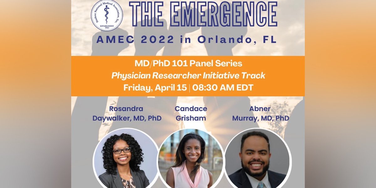 Excited to be back in person with @CandaceGrisham at the @SNMA #AMEC22 speaking on developing the next generation of  #diversedoubledoctors and future #physicianscientists. @VisitOrlando and join us at the @RosenShingleCr #SNMA #MDPHD #phdlife #doubledocs #MedTwitter #research