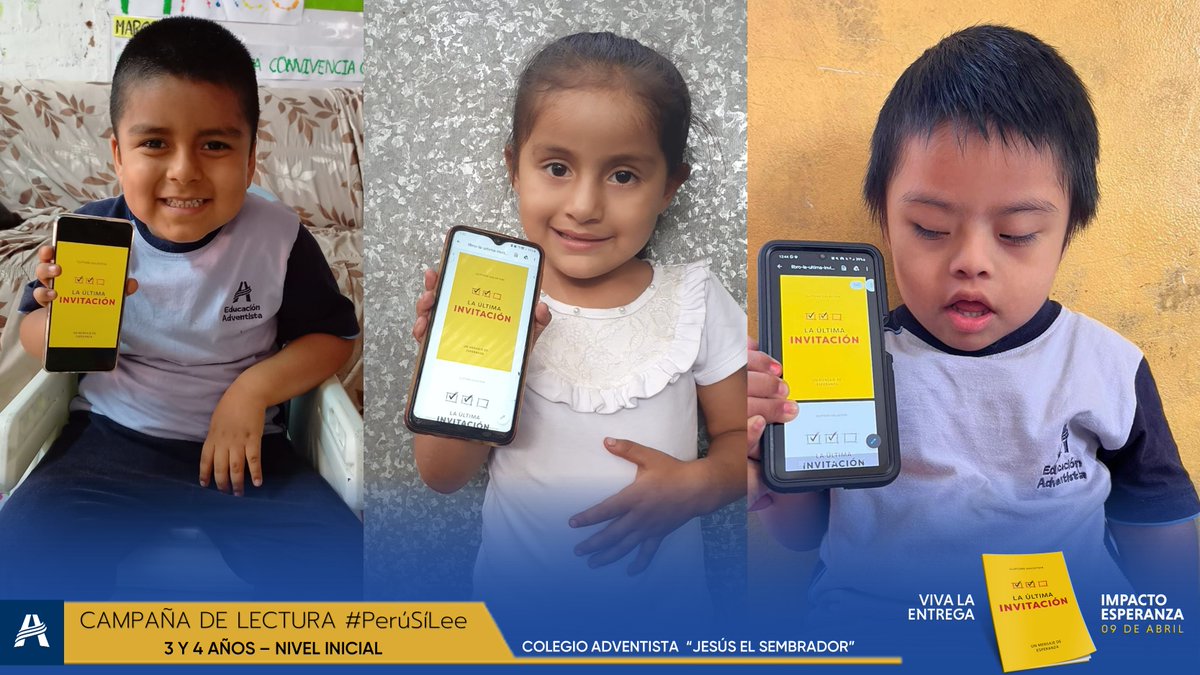 FSOPLAPUCO's tweet photo. Nadie se resiste al amor de Jesús❤️. Estudiantes del nivel inicial del @coladvjes junto a sus padres se unen a compartir el libro #LaÚltimaInvitación a sus amiguitos y amistades.#PerúSíLee @EducacionUPN @EAAEACOP @AdventistasMPN @EAsudamerica https://t.co/MNERWHwf4f