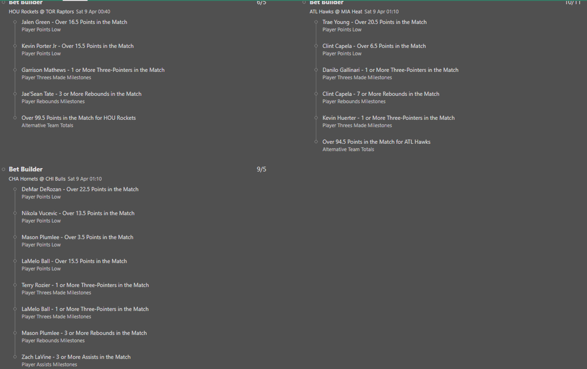 JEBetTips's tweet photo. Basketball Acca 2🏀

10/1 (Hard to get odds on this as well) https://t.co/9WkxPq9dcy
