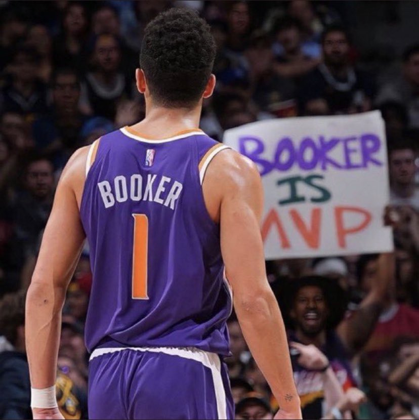 SunsAreBetter's tweet photo. Devin Booker’s regular season is now most likely over. His MVP campaign is over. His case has been made.

64 wins. 26.8 PPG. 5.0 RPG. 4.8 APG. 57.6% TS%.

This is what an MVP looks like. https://t.co/bhtZ6aXRns