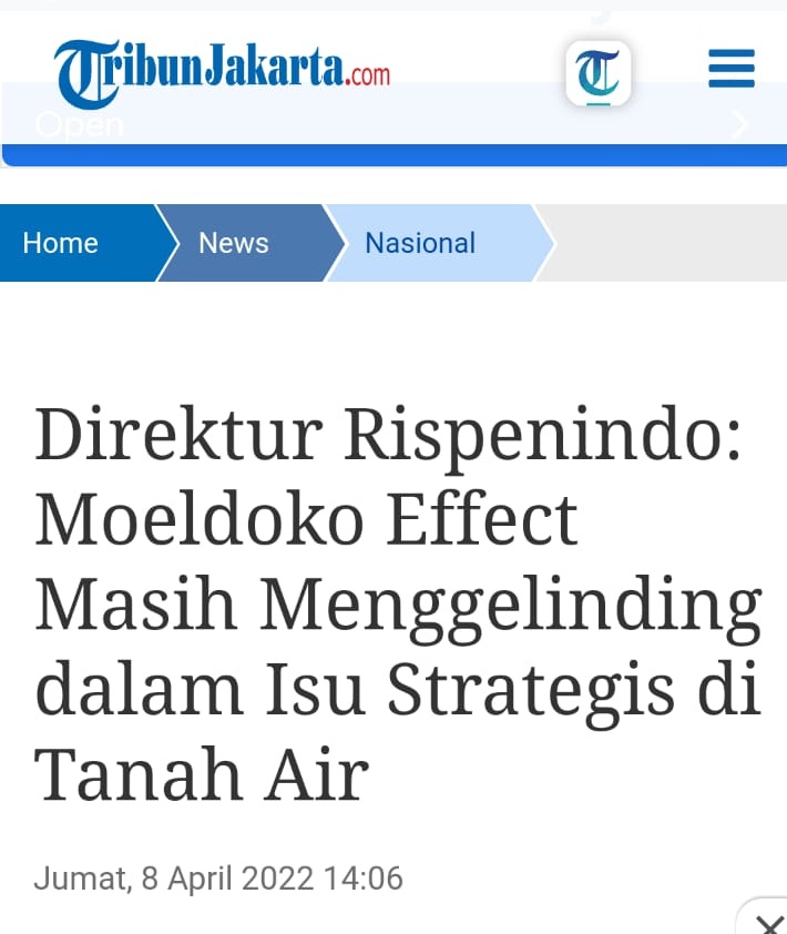 Mantap Pak <a href="/Dr_Moeldoko/">Dr.H.Moeldoko</a>

Direktur Rispenindo : Moeldoko effect masih menggelinding dalam isu strategis di tanah air ...

#MoeldokoBentengJokowi 

jakarta.tribunnews.com/2022/04/08/dir…