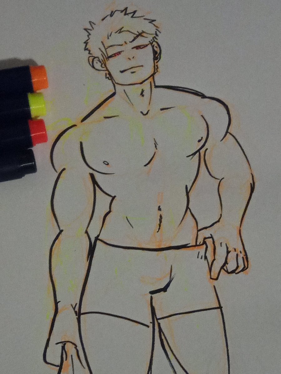 poundzero's tweet photo. Playing with some new markers. My cat decided he wanted a cuddle, so you know Bakugou calls to the pussy. https://t.co/68ymfXlgXl