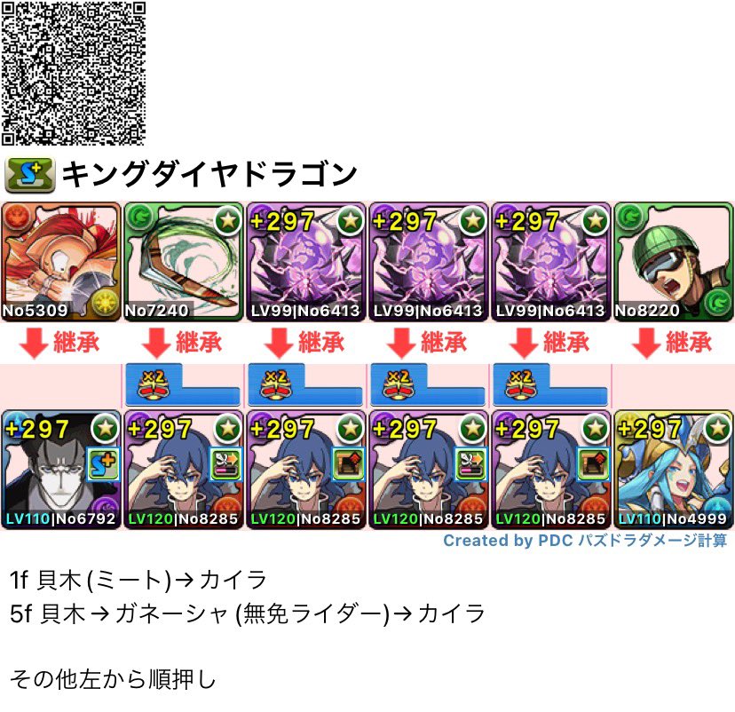 Ryo 見る専 Pa Twitter キングダイヤドラゴンの片ガネ周回編成です バルディターン武器のとこはスキブ武器で重めならなんでも行けます パズドラ キングダイヤドラゴンの逆襲 周回編成 T Co 57scttewvu Twitter