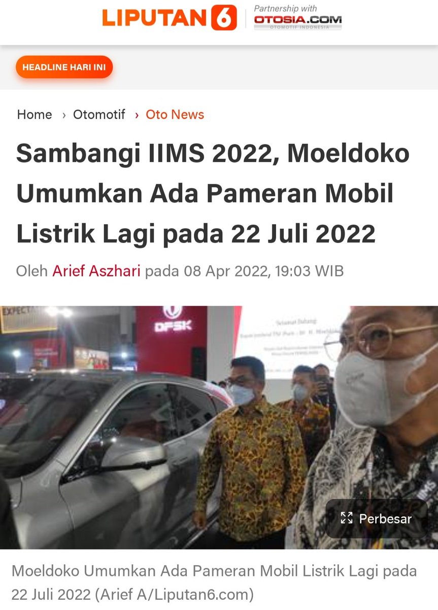 <a href="/Dr_Moeldoko/">Dr.H.Moeldoko</a> menyebutkan minat masyarakat thdp kendaraan listrik berbasis baterai semakin tinggi
Ini mjd momen utk Indonesia bertransformasi menuju era elektrifikasi

#MoeldokoBentengJokowi
liputan6.com/otomotif/read/…