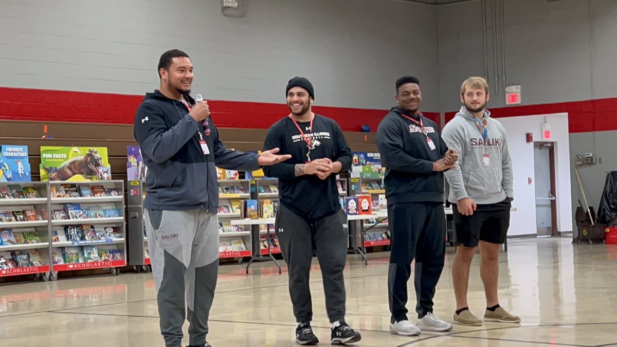 Thank you so much <a href="/17NickHill/">Nick Hill</a> and the <a href="/SIU_Football/">Saluki Football</a> players that came to Denning school today!! The kids absolutely loved it and we truly appreciate it!