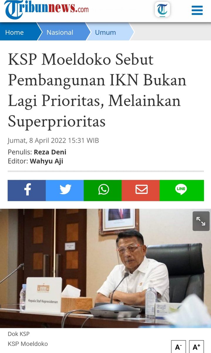 KSP <a href="/Dr_Moeldoko/">Dr.H.Moeldoko</a> tegaskan pembangunan &amp; pemindahan IKN bukan lagi proyek prioritas, tapi superprioritas.

Diperlukan kerja ekstra ordinary &amp; persiapaan matang, pengawalan super, serta kolaborasi antar kementerian/lembaga &amp; instansi.
#MoeldokoBentengJokowi
tribunnews.com/nasional/2022/…