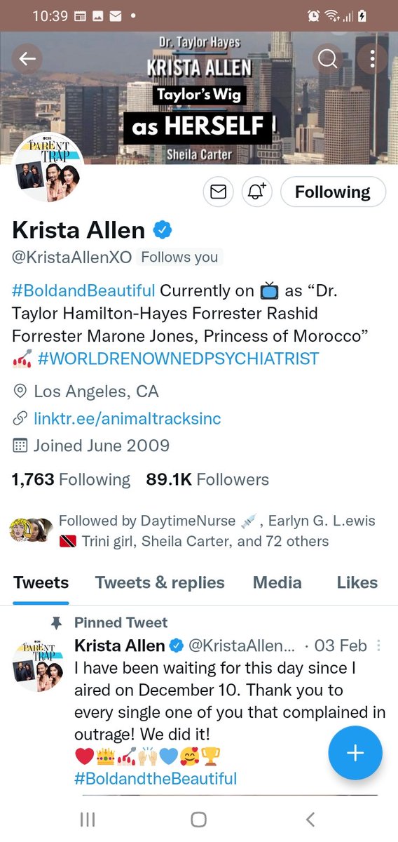 KimanileromeH's tweet photo. I was not expecting this But I love @KristaAllenXO  she is one of the most down to earth woman and very Kind. I feel so special by your following me. https://t.co/6pUX60GE7y