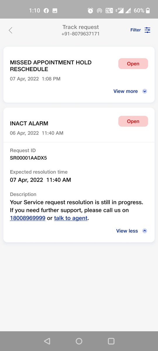 NithinJ66's tweet photo. @JioFiberVoice @reliancejio @RelianceJioCare #jiofiber extremely disappointed with ur jio fiber customer care.raised 2 tickets for connection issue and multiple engineer visit scheduled,nothing happened. All the tickets are closed now and got msg engineer visit addressed.. https://t.co/zzUie9Cs1k