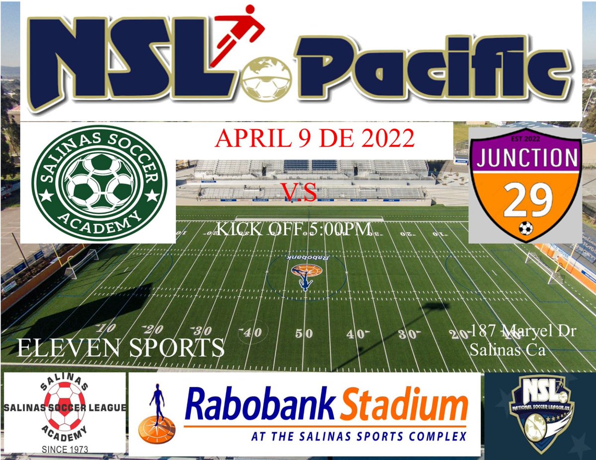 NSL News
National Soccer League US
::MATCHDAY::
NSL Premier Pacific Conference
<a href="/NSLSoccerLeague/">NationalSoccerLeague US</a>
@junction29fc
@sanleandrounitedfc
<a href="/SanLeandroFC/">SanLeandroUnitedFC</a>
<a href="/richmondsolfc/">RICHMOND SOL FC Semiprofessional Soccer</a>
<a href="/salinassoccerfc/">Salinas Soccer Academy</a>
<a href="/RealSanJose/">Real San Jose</a>
<a href="/ajaxeastbaysc/">AJAX East Bay Soccer</a>
@norcalrush
<a href="/TLJ_FC/">Stockton TLJ FC</a>
<a href="/MarinCountyFC_/">Marin County FC</a>
<a href="/Cruizersfc/">Cruizers FC (at 🏡)</a>
@risingsc_