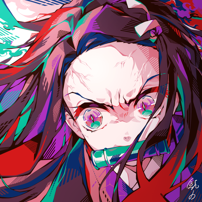 鯱ノ丸@コミティア156 東7_V25aさんがTwitterに投稿した竈門禰豆子(鬼滅の刃)のイラスト。
