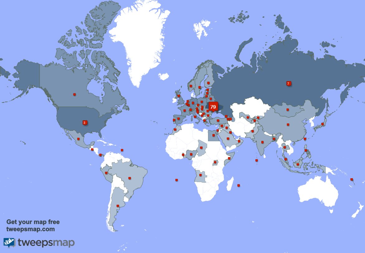 Special thank you to my 22 new followers from Ukraine, and more last week. tweepsmap.com/!billi_67