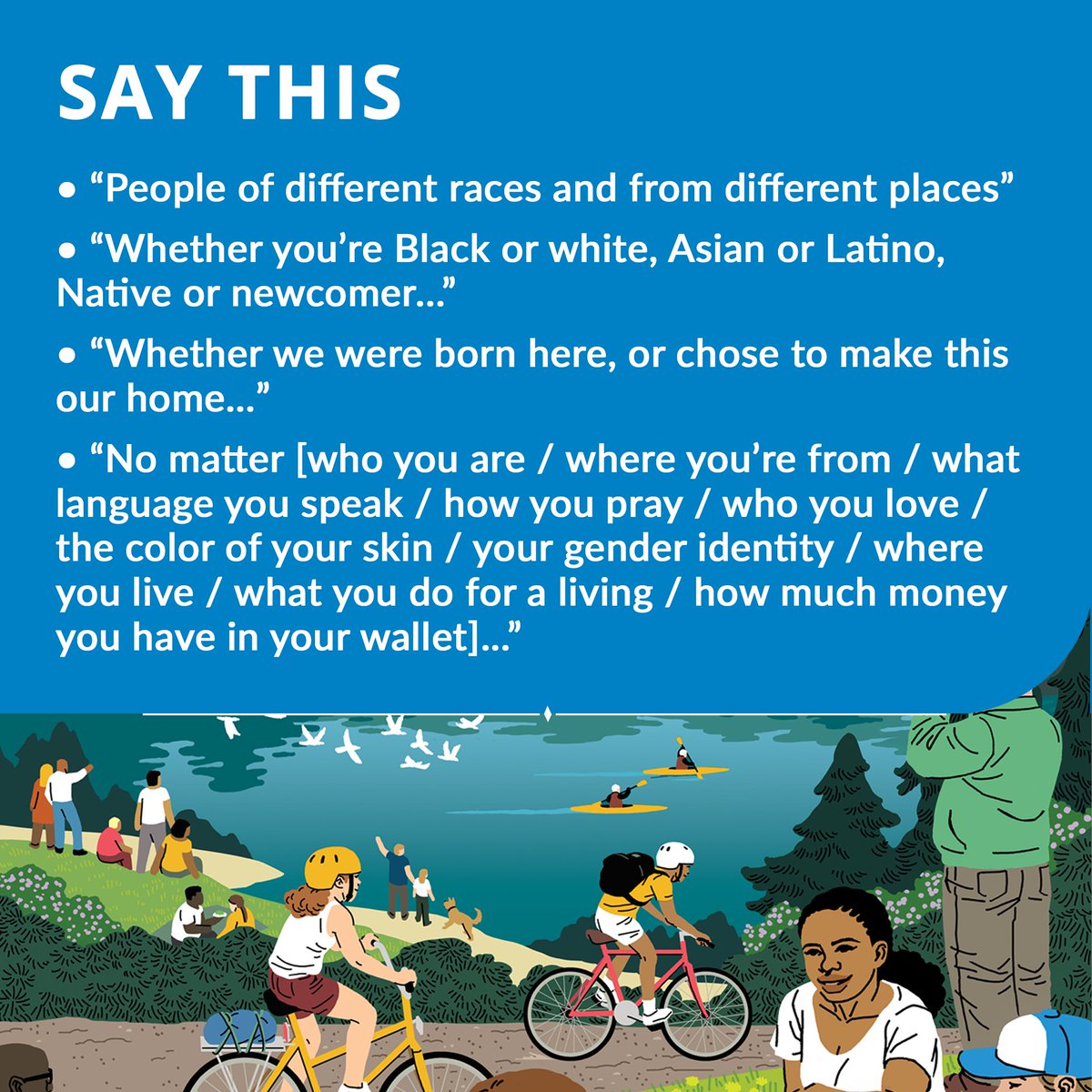 WMTFAction's tweet photo. We’re kicking off a series: Messaging Monday. Every Monday morning, you’ll find up-to-date guidance in your feed that shows how to message effectively on an issue relating to current events and politics. This week: the importance of naming race & class in our communications. https://t.co/3OuO0MZtiv