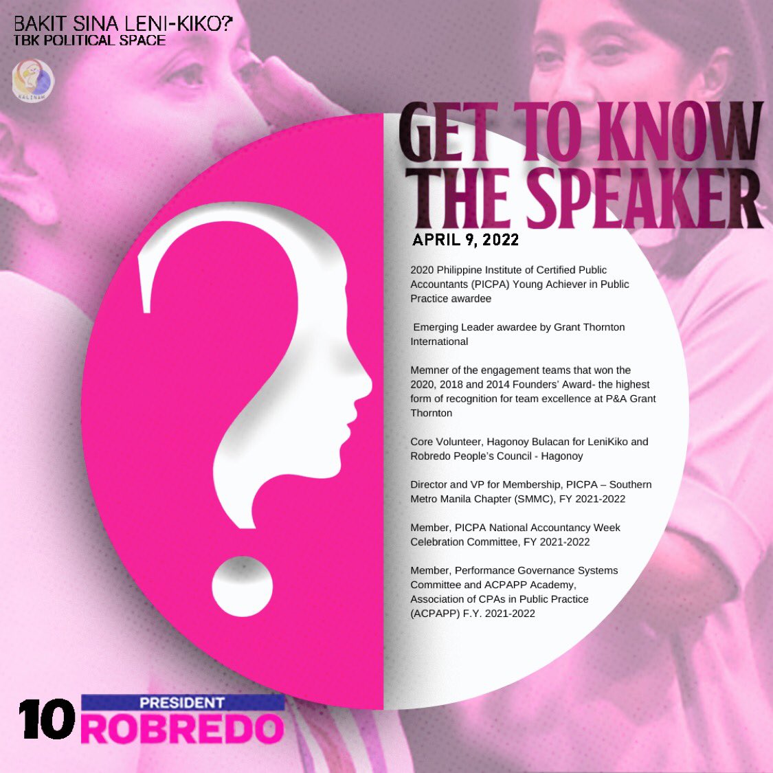 thirbeakalinaww's tweet photo. Put your seatbelts on and pay attention! 

As we reveal some of the identities of our guest speakers for our "Bakit sine Leni-Kiko?" political space event, our rocket will finally take off.

#KakampinkKalinaws https://t.co/t8p8Cj0MGd