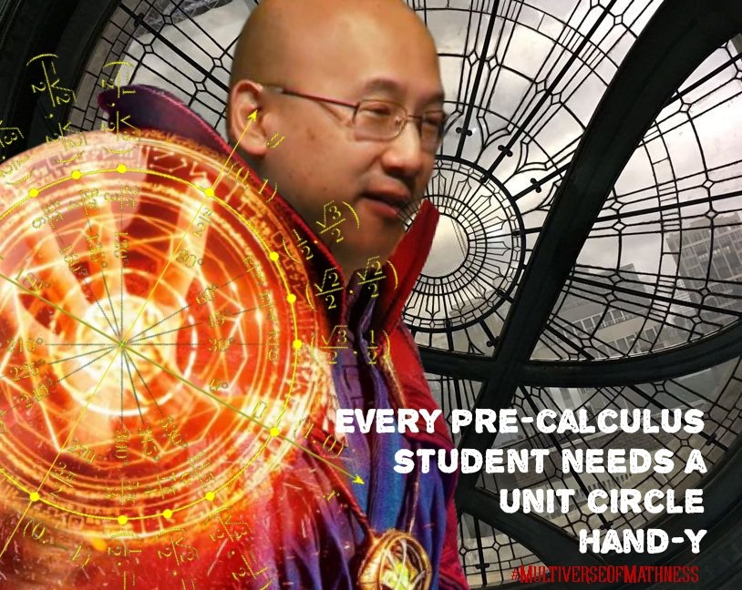 eughung's tweet photo. What I do when I need a unit circle. #ITeachMath #MultiverseOfMathness https://t.co/xLKzZn1rZh