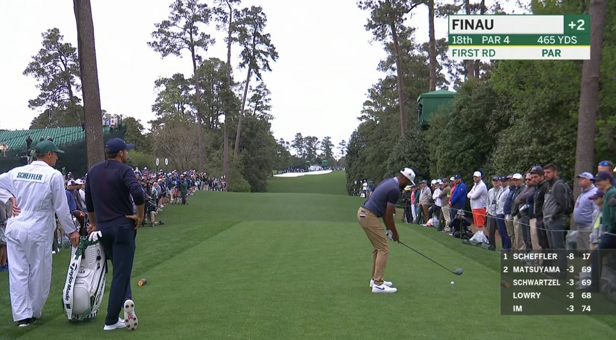KylePorterNS's tweet photo. Two signs of Tiger's greatness.

1. 12 months after browsing prosthetic legs you beat 75% of the best players in the world over two rounds at Augusta National.

2. The runaway leader and No. 1 player in the world wears your shoes. https://t.co/xIRExVtAiW