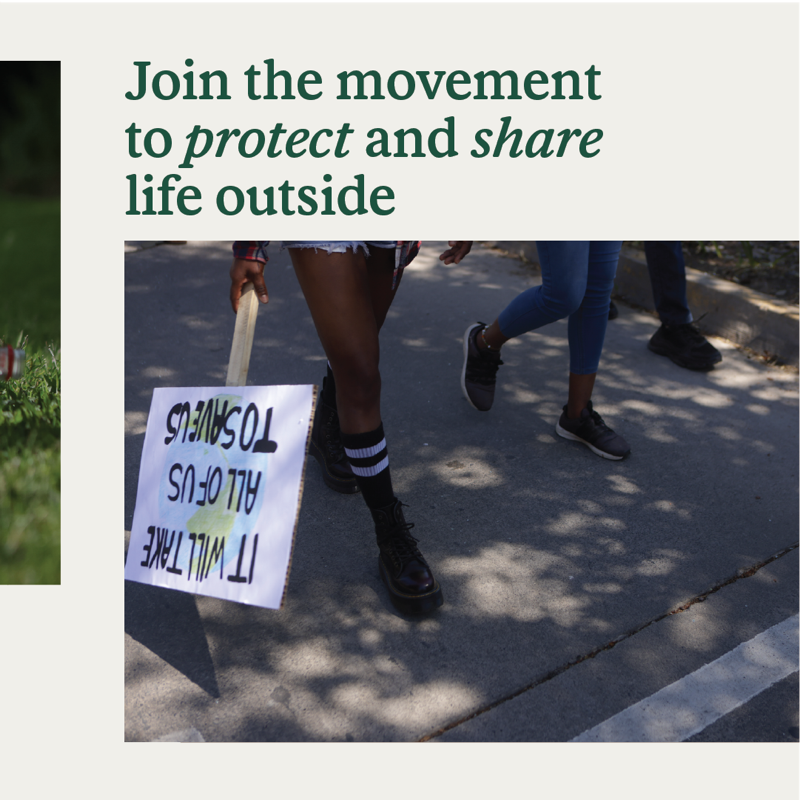REI's tweet photo. Join the movement to protect and share life outside. #BetterIsOutThere