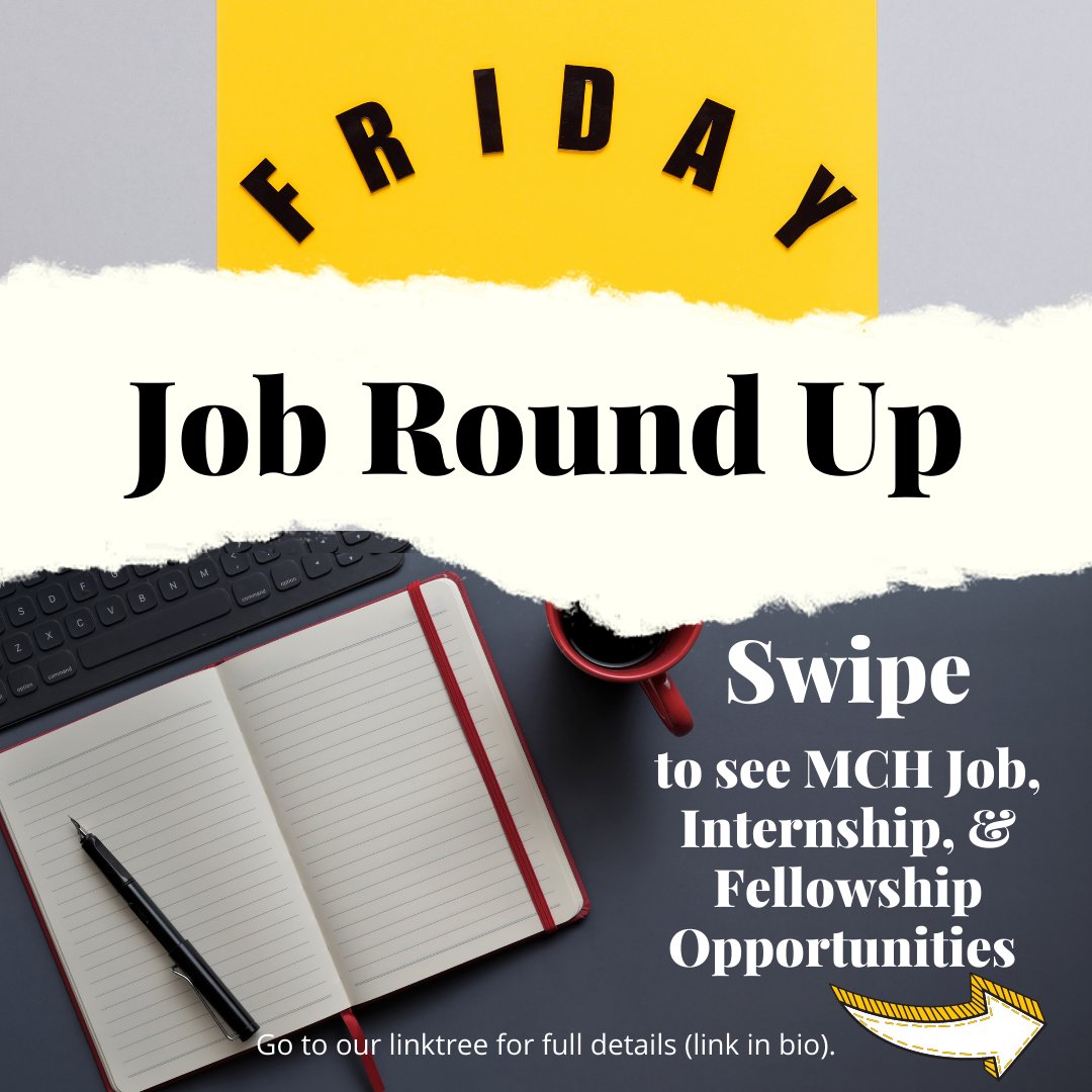 TulaneMCH's tweet photo. Happy Friday MCH-ers! Every other Friday, we are posting a #JobRoundUp of public health related jobs, internships, and fellowships.
Check our linktree for more details on these positions https://t.co/Q1sLdgleNd
#WeAreMCH #Employment #PublicHealthJobs #CEMCH #Internships https://t.co/FJZH0471iR