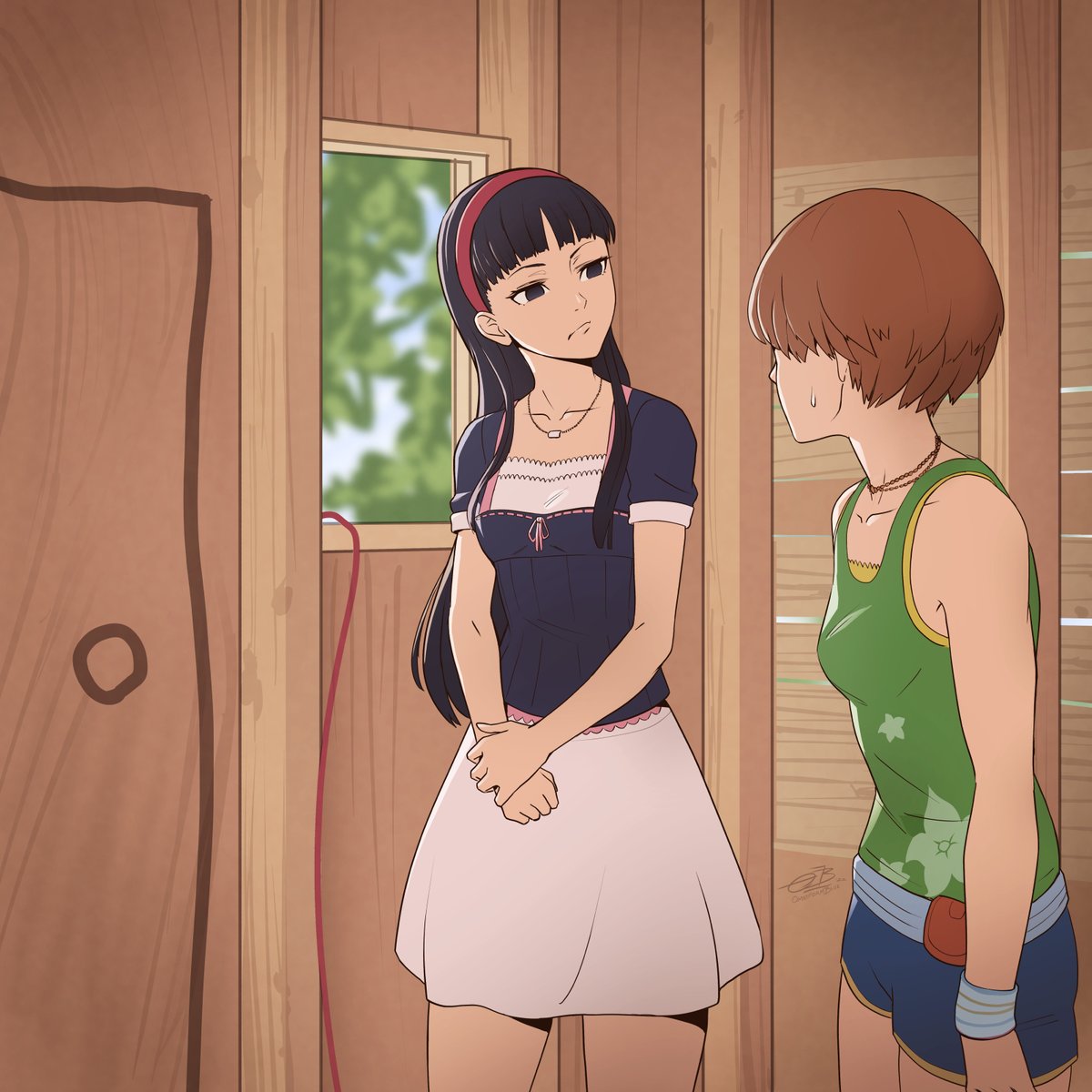 OmniformBlue's tweet photo. "Chie... Where's the door hole?" #Persona4 https://t.co/1IVSpxoPzX