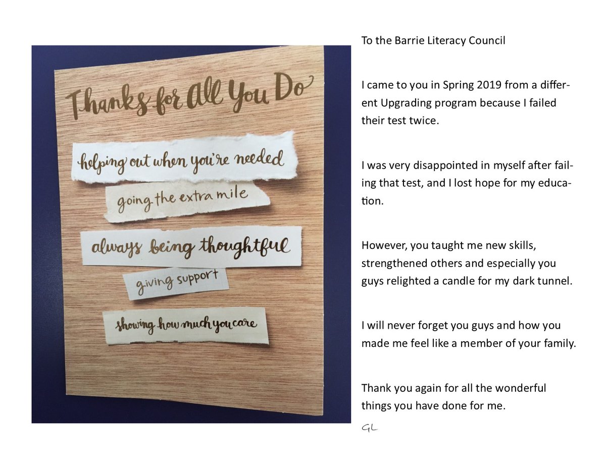 BarrieLiteracy's tweet photo. Wow! The card is extraordinary, but the message filled our hearts....... https://t.co/p4PhCUIfli