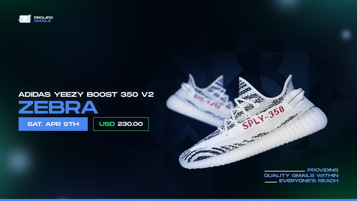 Tomorrow, the Yeezy 350 v2 "Zebra" restocks for the 1023rd time.🦓

To get you ready for the release, we have restocked our one click gmails. Use code "TWITTER10" for 10% off.📲

Purchase here: prolificgmails.com/product-page/o…