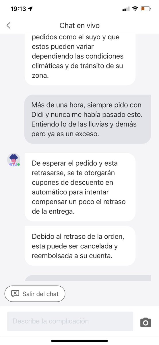 janethfbz's tweet photo. @DidifoodMX asco con su atención a clientes y pedidos. 
Realice un pedido desde las 4:42 pm y es la hora que no me traen nada. 
Ni contesta el repartidor y en el chat lo único que te dicen es que canceles. Más de horas esperando para que tengas que cancelar. https://t.co/guS0PiMfh4