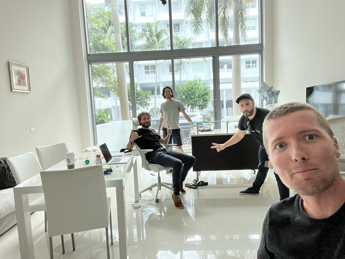 The @huggingface miami office turning into a French/crypto/ML entrepreneurs  ghetto with @npinto @totofrance @nbstme!