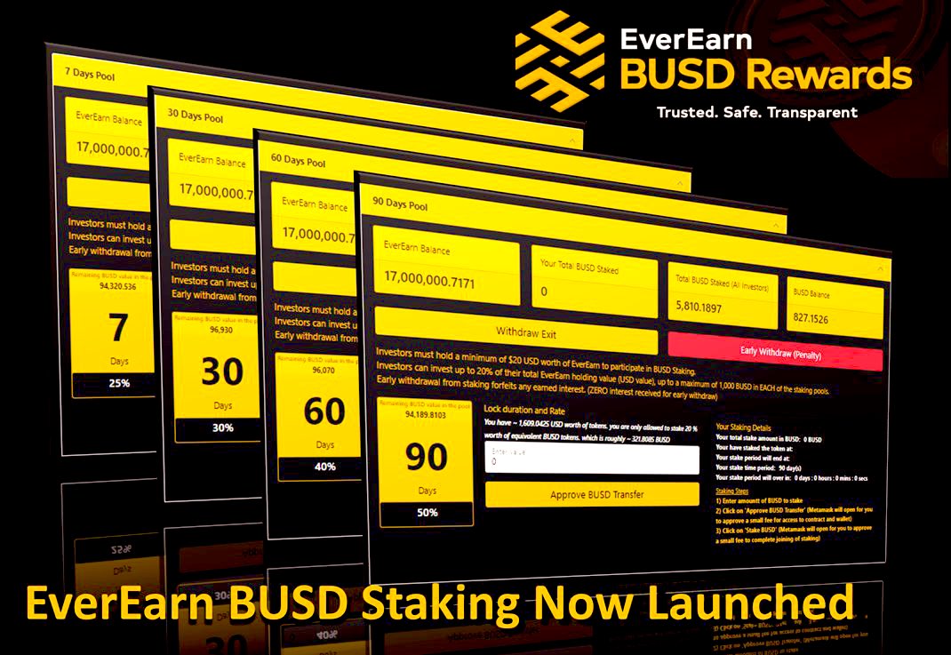 TattooedDjs's tweet photo. Go check out the #BUSD #StakingRewards on https://t.co/x4tIGCUVwj. You can follow the project at  @theEverEarn. This #Crypto pays you to #HODL it’s native token #EverEarn. 11% rewards paid in #BUSD this is a money making beast. Why gamble when you can put your money to work? 💎💰 https://t.co/xm4QZ0tOCh