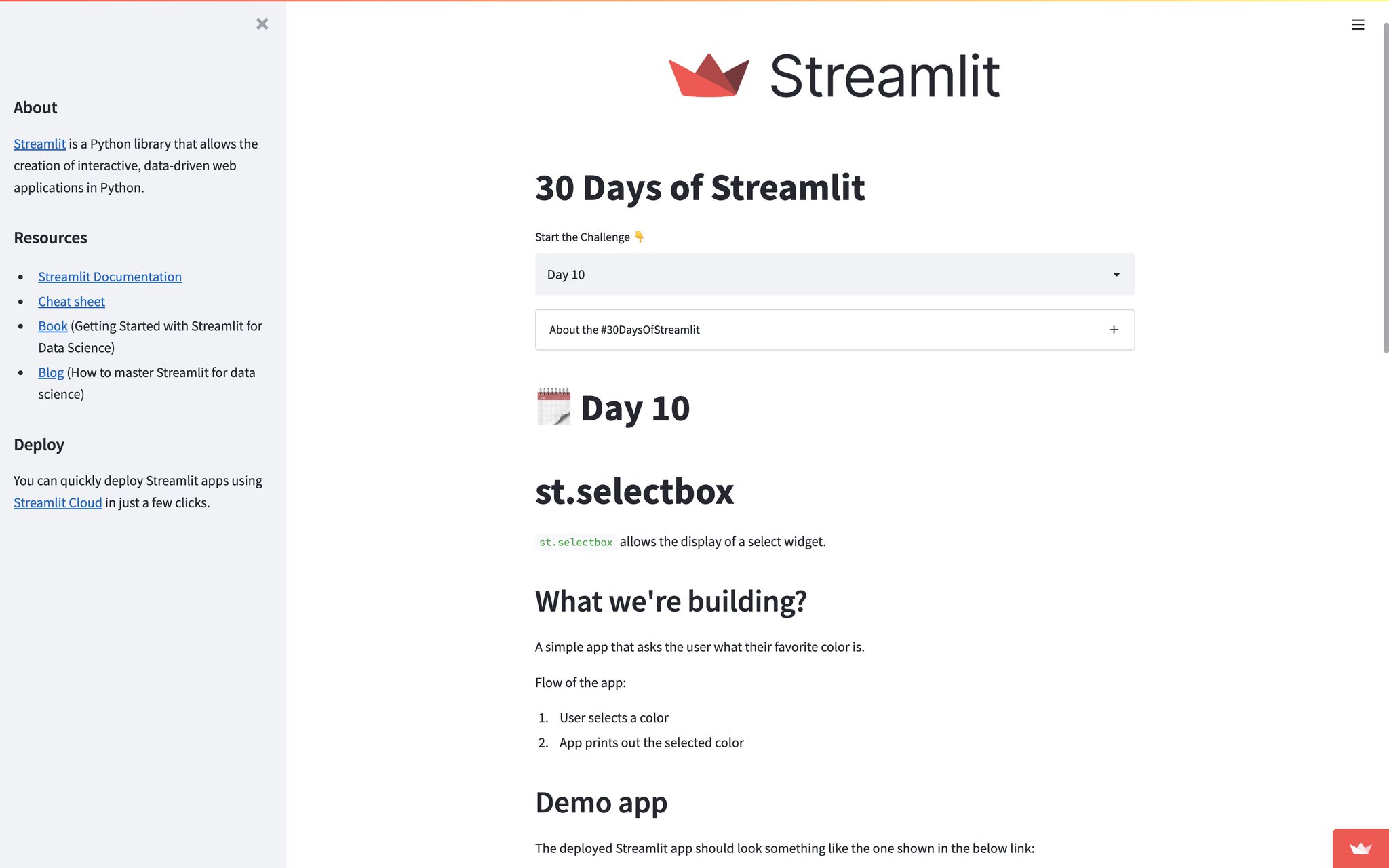Streamlit on twitter day 10 of 30daysofstreamlit st selectbox 