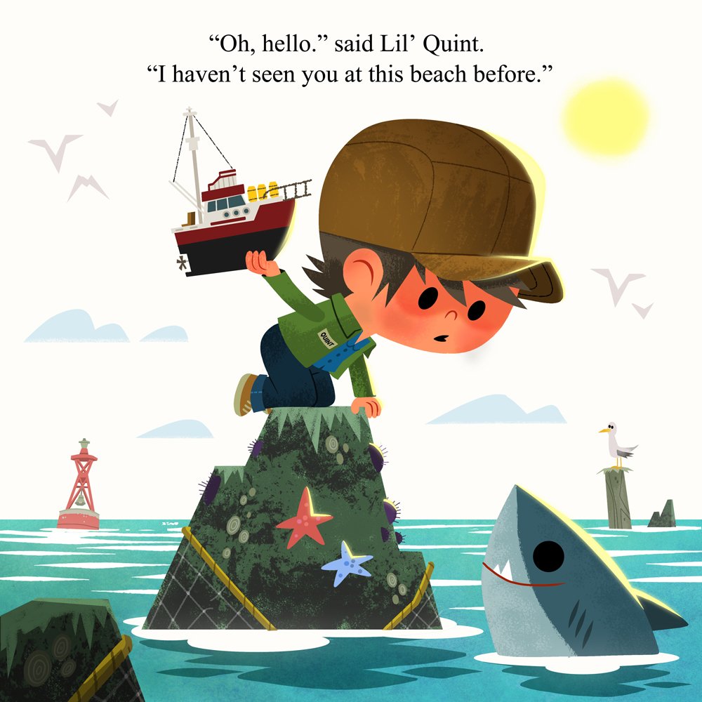 Lambey001's tweet photo. Book Idea.
 #jaws #shark #amity #richarddreyfuss #stevenspielberg #jawsfans #goldenbooks #illustration #kidslit #quirkbooks #penguinrandomhouse #stevelambe https://t.co/zU8jRR6H4G