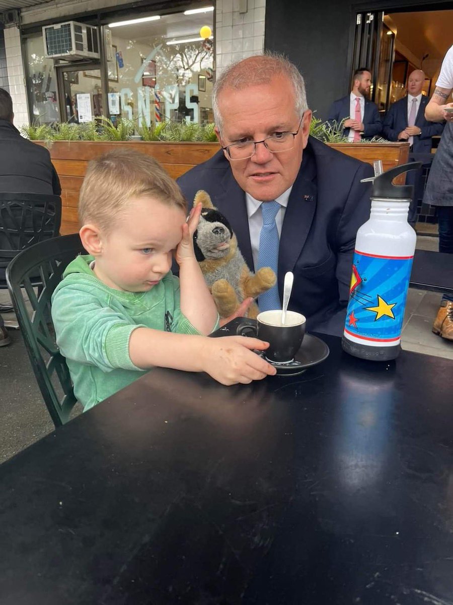 “So there we were, just me and my toy, having a quiet babycino after a nightmare week at daycare and this creepy old dude squats down beside me, grabs my toy and tells me how good coal is.  Spare me.”