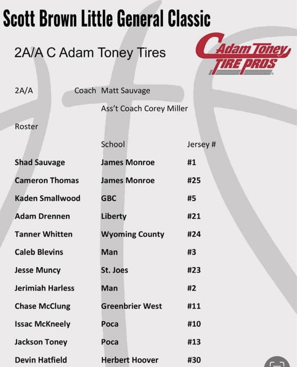 The Scott Brown Classic teams for Saturday’s Game along with a roster. The boys 3-point shootout and slam dunk will be held after the girls game at about 4 p.m at Shady Spring. The game follows.
#wvprepbb