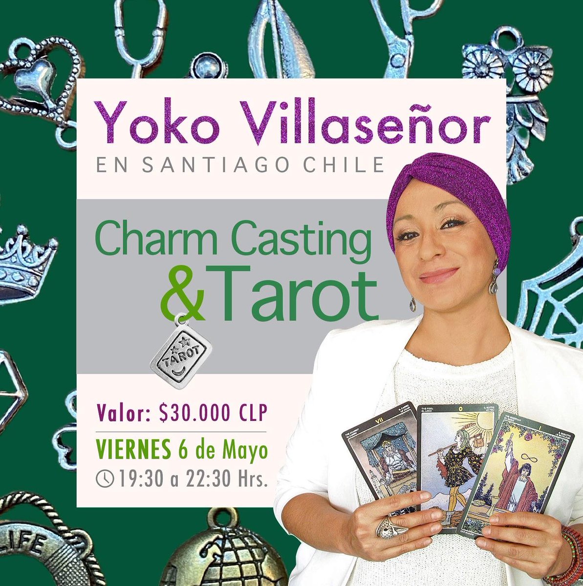 Azabethd's tweet photo. 🔮 Yoko Villaseñor en Chile
🗣 Tema: Charm Casting &amp; Tarot
🗓 VIE 6 de MAY 19:30 a 22:30
💱 $30.000 CLP
📍 Ñuñoa, metro Príncipe de Gales (Stgo de Chile)
👉 Incluye ☕ coffee break 📃 manual 🏅certificado online.

+ INFO 
Whastapp +56975765195
Insta Azabethd 
contacto@azabethd.cl https://t.co/ECl5nFa85T