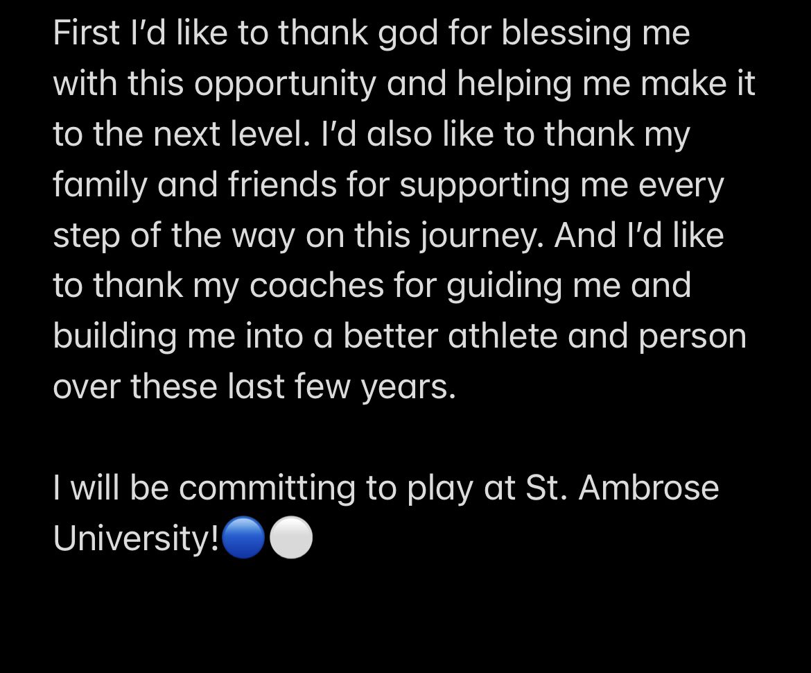 Dwill2313's tweet photo. After talking with my family I am 100% committed to play at St. Ambrose University!⚪️🔵🐝@FightingBeesFB @FillippSAU @Coach_Sveny https://t.co/dpfAIiNJr3