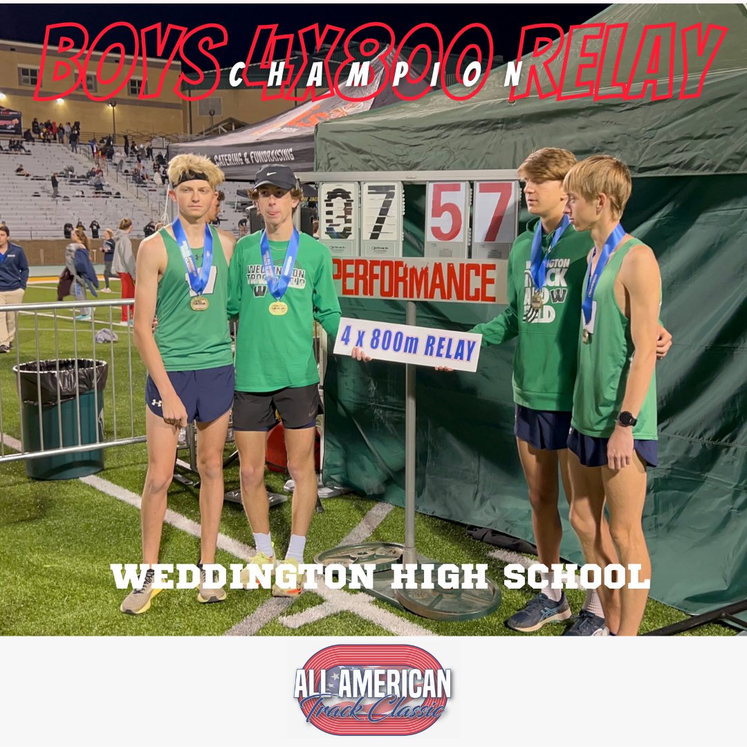 BOYS 4X800 RELAY: 7:57

Weddington High School takes 1st place in the boys 4x800.