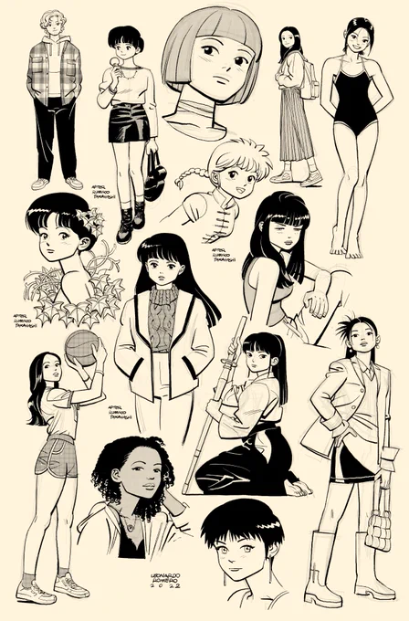 Some Shonen/Shoujo style Explorations. Some after Rumiko Takahashi some after photo reference. #digital #art #wacom 