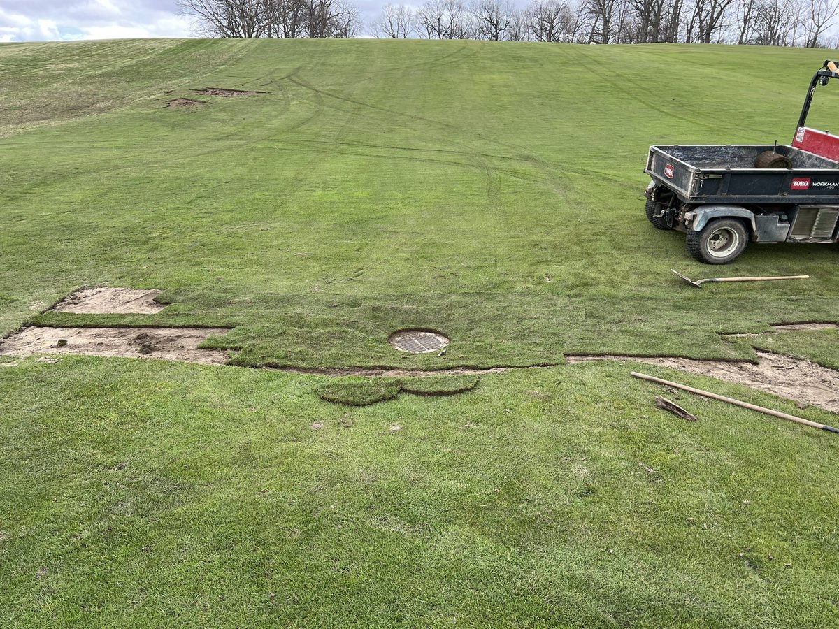 mdvessely's tweet photo. AirPod’s + @TheMasters app+sod work= a good cool damp Friday project. #catchbasin https://t.co/7vipjiMxqW